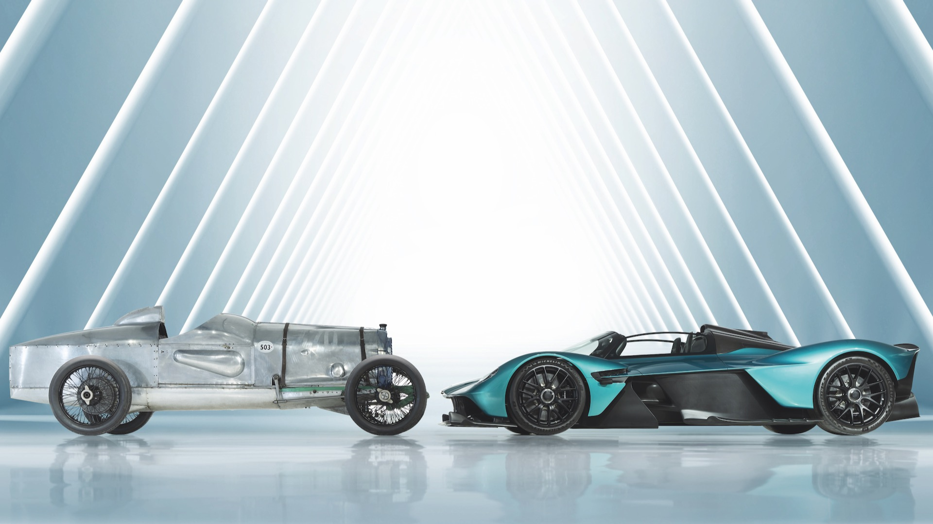 Valkyrie hypercar next to the 1923 Razor Blade