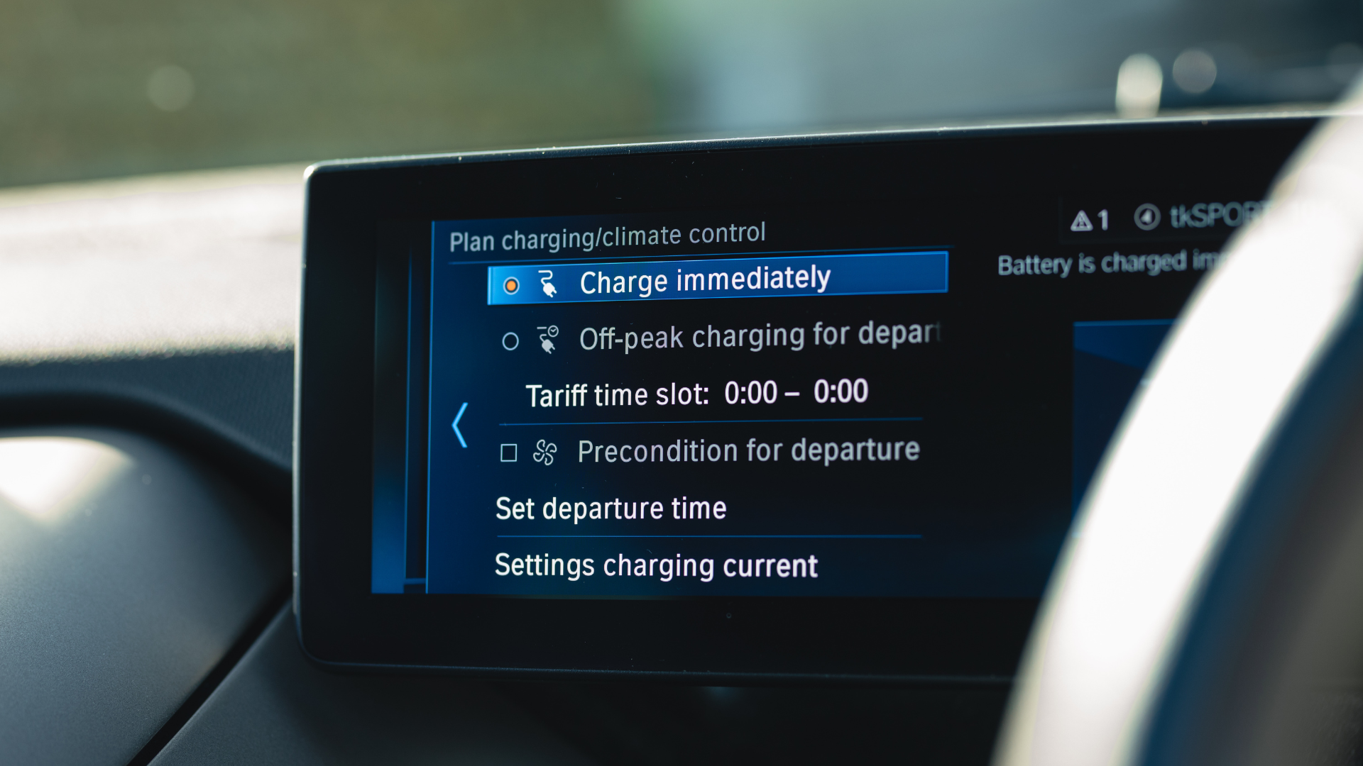 BMW i3 Settings